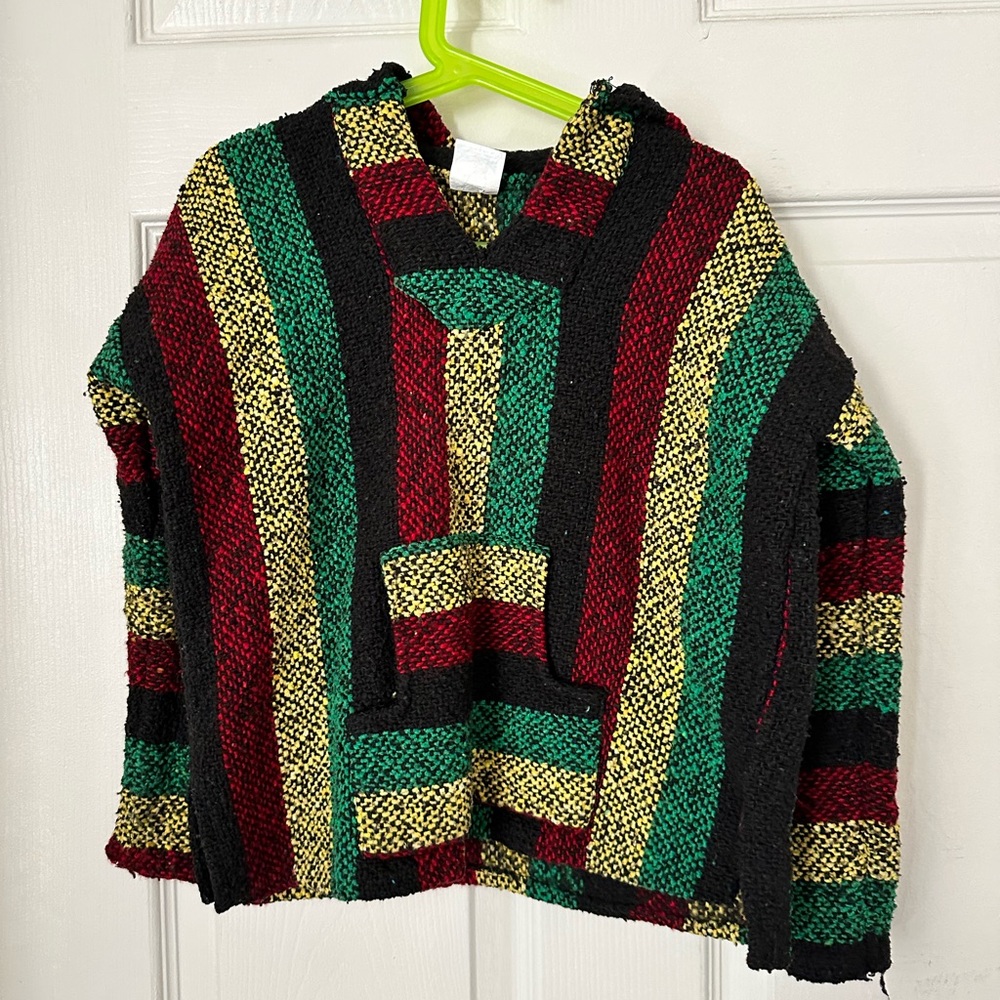 Striped Baja Hoodie in Red, Green, and Yellow